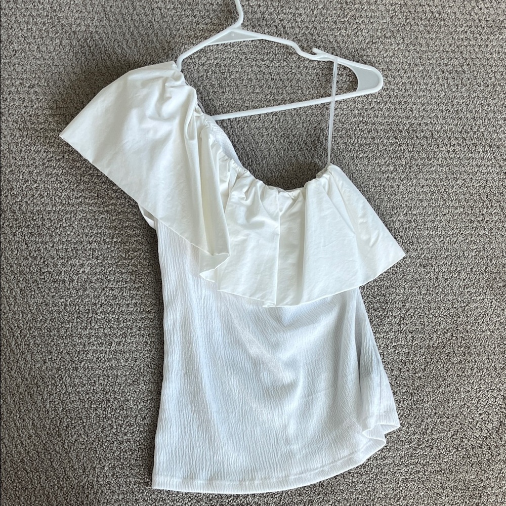 Who What Wear White Ruffle Blouse